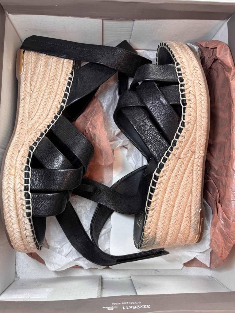 Franco Sarto black leather wedge sandals - Picture 2 of 8